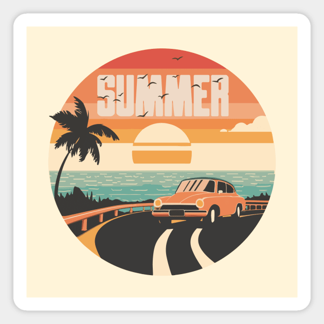 Summer Road Trip Vacation Gift Magnet by GrafiqueDynasty